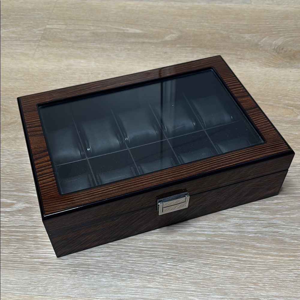 Elegant Wooden Watch Box with Glass Top